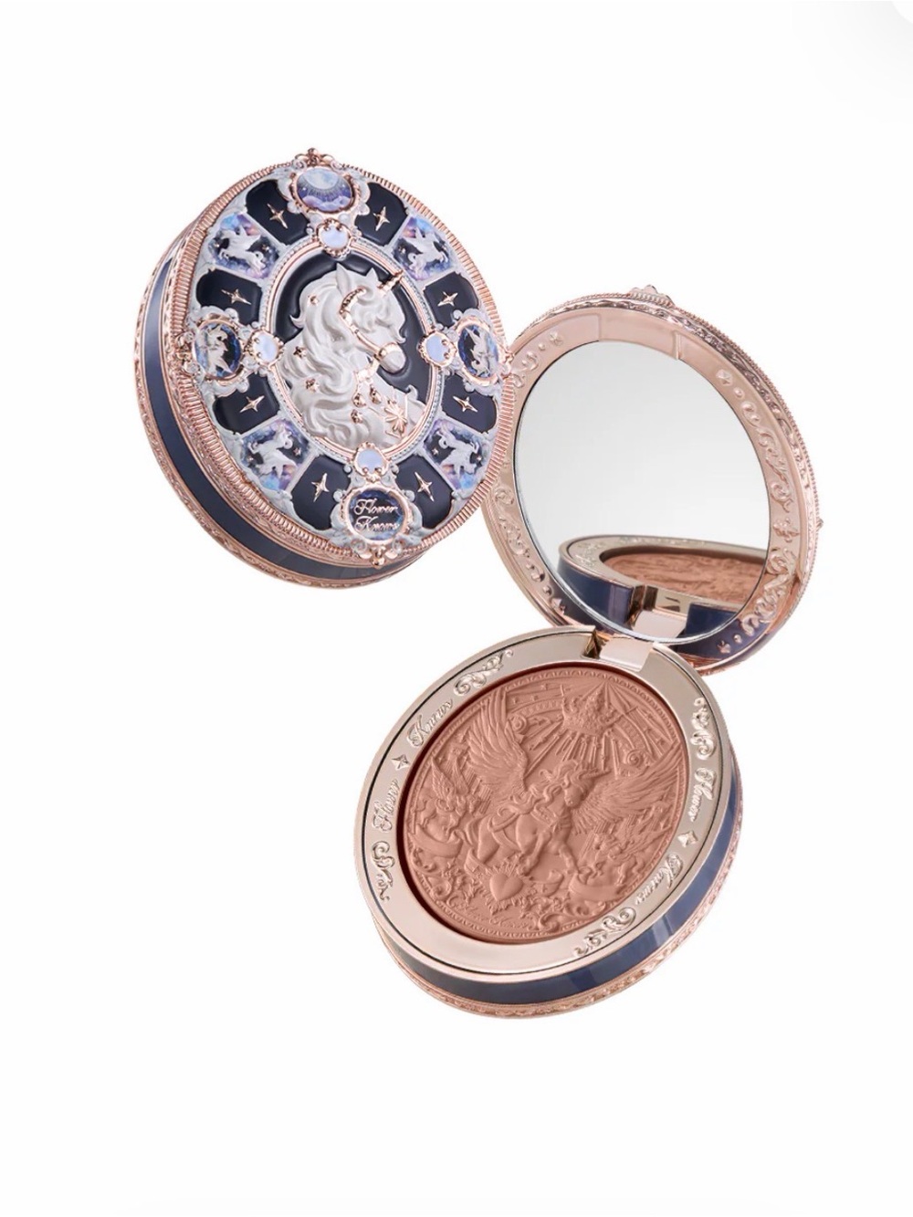 Flower Knows Luxurious Rose Gold Compact Blush — Warm Peach Pink